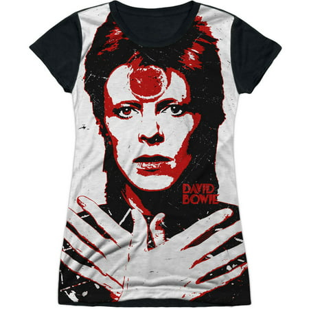 David Bowie Piercing Gaze Juniors Sublimation Shirt with Black