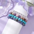 thumbnail image 3 of 4Pcs Constellation 8mm Round Natural White Jade & Blue Spot Jasper Synthetic Quartz Crystal & Turquoise Beaded Stretch Bracelets for Women Aquarius Inner Diameter: 2-1/4 inch(5.8cm), 3 of 5