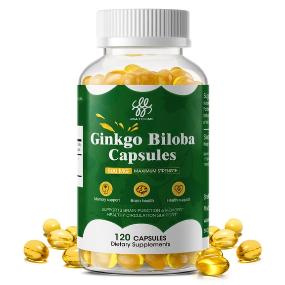 Ginkgo Biloba Capsules 500mg | Herbal Supplement | 120 Vegetarian Capsules