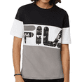 thumbnail image 2 of Fila BLACK/GRAY Johnson Color-Block Logo Graphic Tee, US Small, 2 of 6