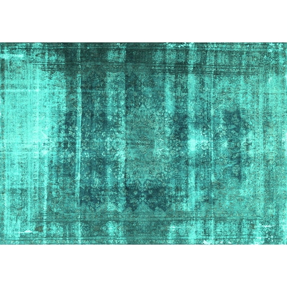 Ahgly Company Machine Washable Indoor Rectangle Persian Turquoise Blue Traditional Area Rugs, 5' x 7'
