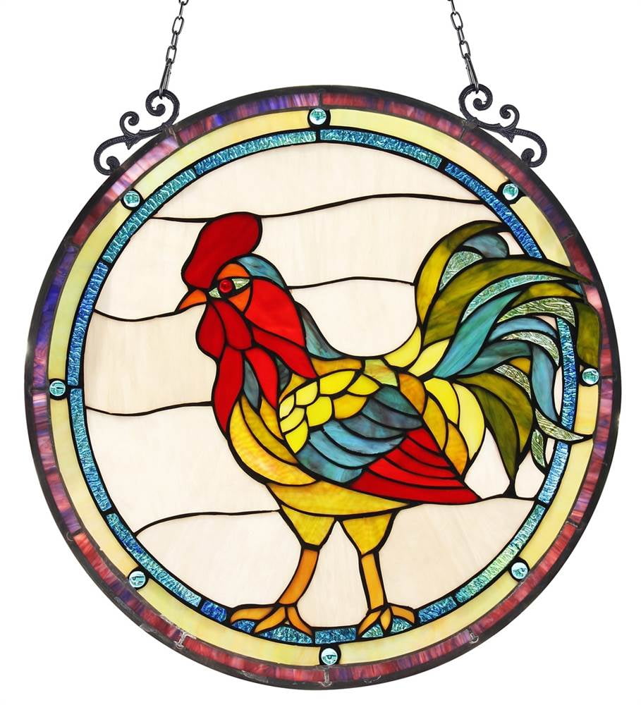 Stained Glass Rooster Window Hanging 
