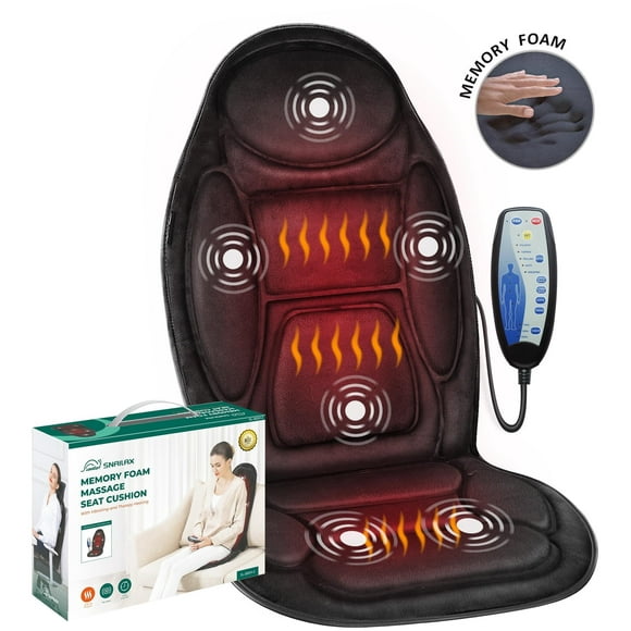 Snailax Masseur de Dos avec Chaleur, Coussin de Chaise de Massage en Mousse à Mémoire de Forme Apaisante pour Usage Domestique, Cadeau pour la Fête des Pères