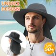 thumbnail image 2 of Ponytail Sun Bucket Hats for Women Men Wide Brim UPF 50+ Fishing & Beach Hats, 2 of 5