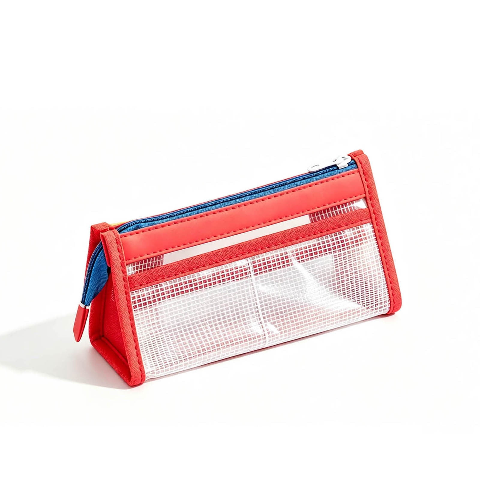 Celsvanis Pencil Case Large Capacity Pencil Pouch Pen Bag Clear PVC Aesthetic Stationery Organizer for Students Home Office Supplies Red