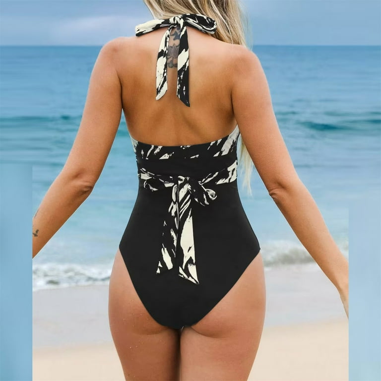 Halter Swimsuit for Women One Piece Cross Lace-up Fashion Sexy
