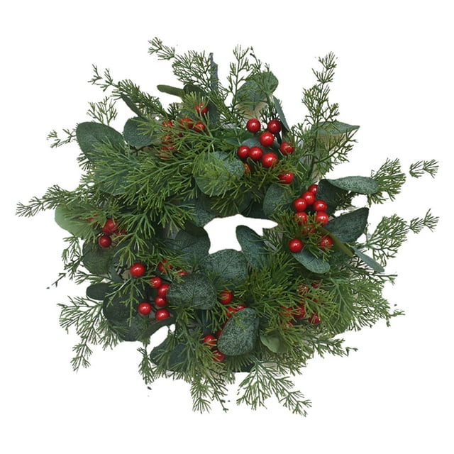 Wmqpnns Nouvelle Couronne Tendance Petites Feuilles de Houx Baies Rouges Porte et Fenêtre Offres du Jour Liquidation