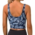 thumbnail image 3 of Haiem Tropical Leaves Pattern Womens Sports Bra - U Neck Padded Low Impact Yoga Bra Workout Crop Top Gym Moisture-Wicking Workout Vest -X-Large, 3 of 9