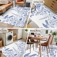 thumbnail image 5 of Blue Flower Plant Runner Rug 2.7x5 FT, Non Slip Entryway Carpet, Retro Country Tree Branch Leaves Washable Soft Floor Carpet Entrance Mat Non-Shedding Throw Rug for Hallway Laundry Room Bedside, 5 of 9
