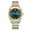 Blue Dial with Gold Trim, variant on Double Calendar Business Men's Watch, Waterproof, Luminous, Quartz Movement, Stainless Steel Strap Wristwatch