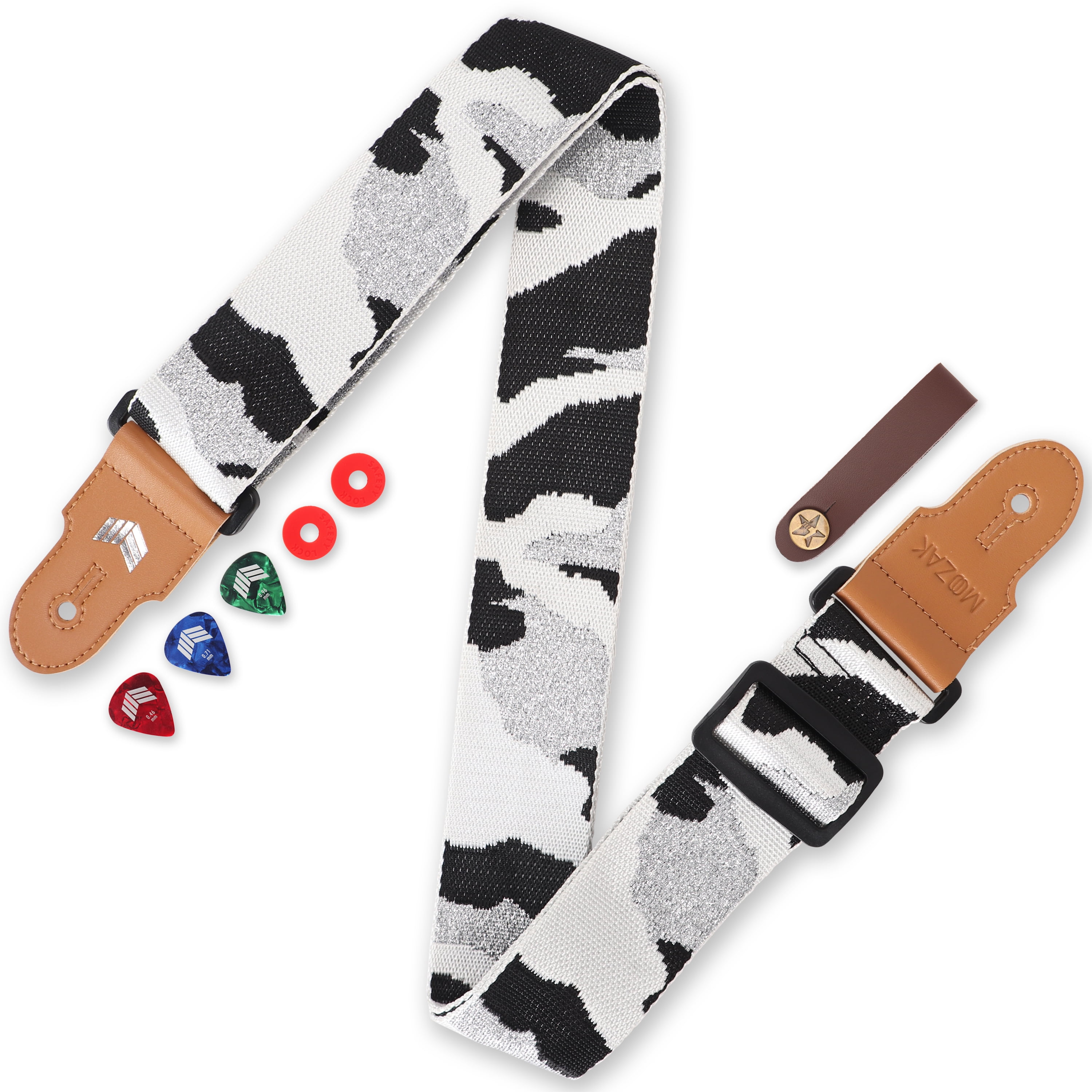 MOOZAK Guitar Strap Set Including 2 Strap Locks, 3 Picks and 1 Strap