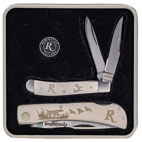 Remington Tin Collector 2-Knife Gift Set Folding Knife, Mallard Duck Set, 2.75in