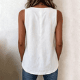 thumbnail image 4 of Tank Tops for Women Cotton Linen Button V Neck Sleeveless Shirts Casual Summer Gauze Boho Tops Beach Western Shirts White M, 4 of 6