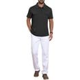 thumbnail image 2 of INSPIRE CHIC Men's Collared Short Sleeve Double Chest Pockets Outdoor Polo Shirt M Black, 2 of 5