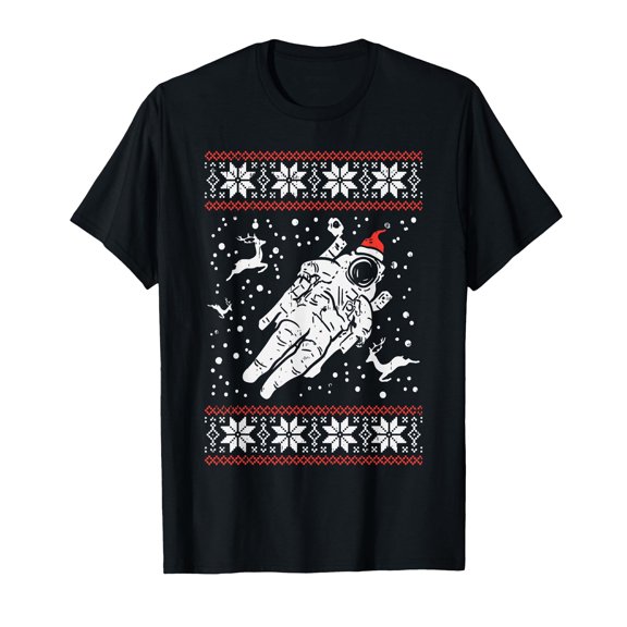 Astronaut Ugly Christmas Sweater Xmas Space Lover Boys PJ T-Shirt