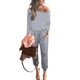 thumbnail image 1 of Mono PRETTYGARDEN con escote hombros descubiertos, manga larga, talla XL, gris, 1 of 5