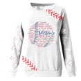 thumbnail image 4 of Holzkary Baseball Sweatshirt for Womens 2025 Round Neck Long Sleeve Top Hoodless Sweatshirt Long Sleeve Comfy Baseball Shirts Softball Crewneck Graphic Pullover Top 2025 Fall Sweatshirts White L, 4 of 5
