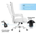 thumbnail image 3 of KaiMeng Ribbed Office High Back PU Leather Desk Adjustable Swivel Task Computer Chair with Armrest for Conference Study Leisure, White, 3 of 5