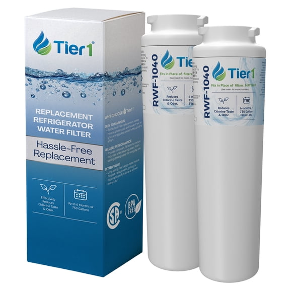 Tier1 RWF1040 UKF8001 Refrigerator Water Filter | Replacement for EDR4RXD1, 4396395, rwf0900a, fl-rf07 Fridge Filter - Up to 12 Months Supply | Easy Install | Odor Control | Tasting Water (2-pk)