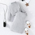 thumbnail image 3 of lnmuld Two Piece Outfits Toddler Girl Winter Knit Sweater Dress Set with Suspenders Casual Baby Outfit Playwear and Daily Fashion Solid Color Size:12-18 Months, 3 of 8