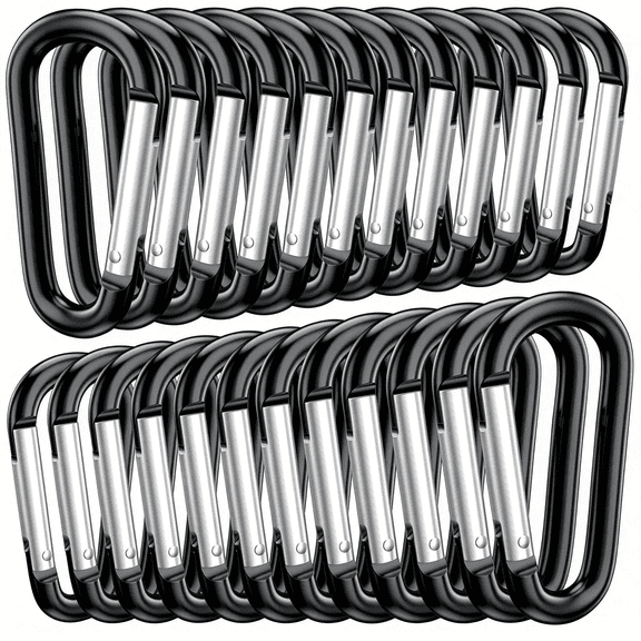 ZHZFKQ 2" Aluminum D Ring Carabiners Clip D Shape Spring Loaded Gate Small Keychain Carabiner Clip Set Outdoor Camping Mini Lock Snap Hooks Spring Link Key Chain Durable Improved 24 Pcs