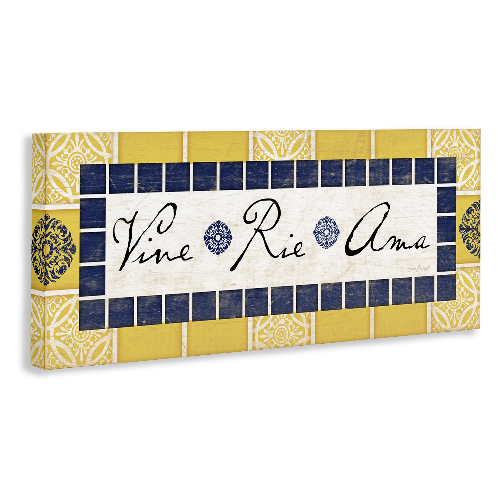 Stupell Industries Vine Ríe y Ama Inspirational Quotes & Sayings Painting Wrapped Canvas Art Print Wall Art, 24 x 10