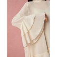 thumbnail image 7 of Apricot Solid Layered Stand Collar Elegant Long Sleeve Mini Dress, 7 of 7