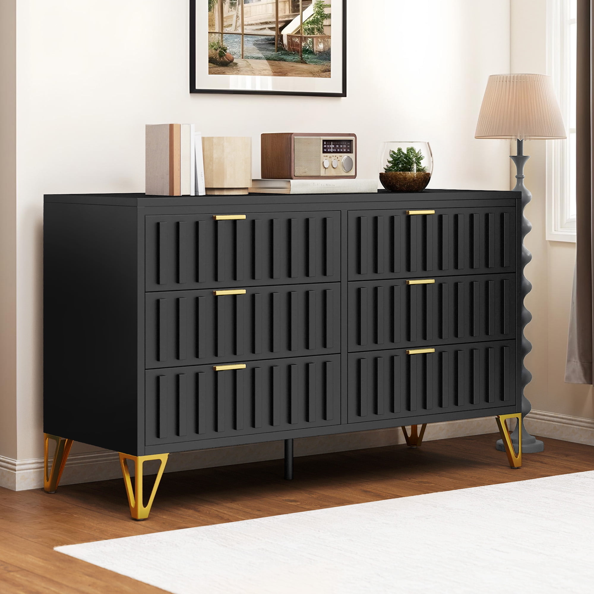 Hodedah Bedroom Dresser: 7-Drawer Chest with Locks, 1-Door, 3