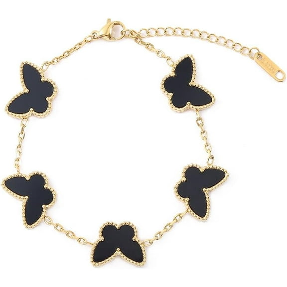 Lucky Butterfly Bracelet for Women 18K Gold Plated Simple Fashion Bracelet Link Jewelry Gifts for Women