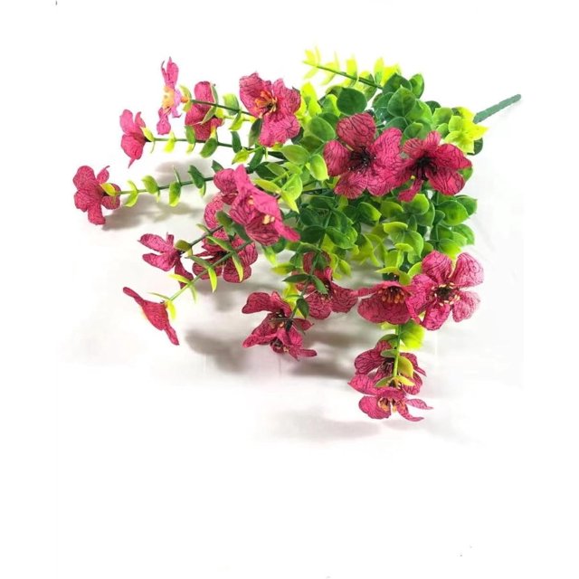 Juego de 10 piezas de eucalipto, violetas, plantas artificiales, flores artificiales, plástico, jarrones para interior y exterior, 10 rosas