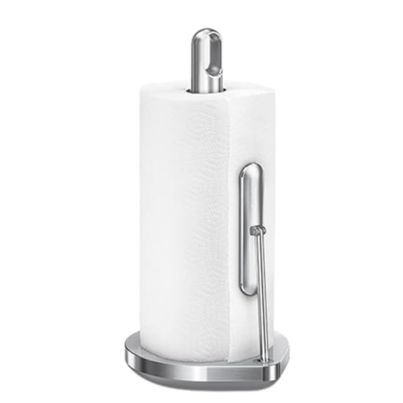 Tension Arm Standing Paper Towel Holder, Heavy-Duty, Easy One-Handed Tear, Countertop Kitchen Paper Towel Dispenser, Bed Stainless Steel