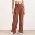 thumbnail image 2 of Wide Leg Yoga Pants for Women High Waisted Pleated Comfy Stretchy Work Dress Pants Casual Loose Pull on Sweatpants Brown XL, 2 of 5