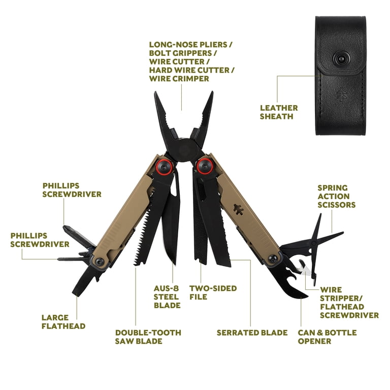 Swiss Tech 17 in 1 Multitool Knife with AUS 8 Steel Blade Scissors