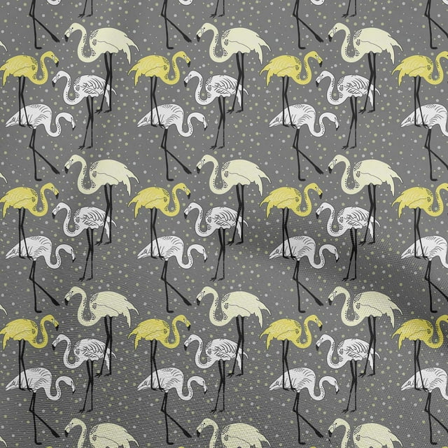 oneOone Velvet Yellow Fabric Tropical Flamingo With Dot Craft Projects Decor Fabric Printed By The Yard 58 Inch Wide