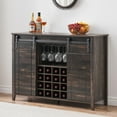 thumbnail image 1 of Kojooin Farmhouse Coffee Bar Cabinet with Storage, 47’’ Wine Bar Cabinet with Sliding Barn Door, Buffet Sideboard Cabinet with 16 Bottle Wine Rack for Dining, Living Room, 1 of 7