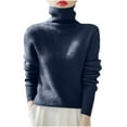 thumbnail image 3 of Nfurl Womens Turtleneck Sweaters Cozy Long Sleeve Solid Color Sweater Base Layer Top Fitting Ladies Fall Clothes Knitwear Dark Blue XXL, 3 of 4