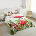 thumbnail image 3 of Castle Fairy Teens Adults Botanical Red Mushroom Bedding Comforter Set 2pcs,Green Leaves Twin Comforter Sets Microfiber,Cartoon Kawaii Plants Breathable Bedding Set,Microfiber Bedroom Decor, 3 of 8