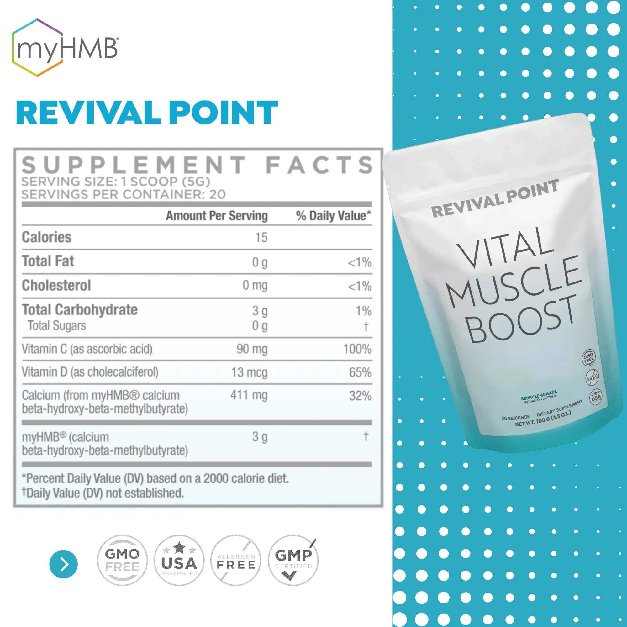 Vital Muscle Boost HMB Supplement Supports Lean Muscle and Aging
