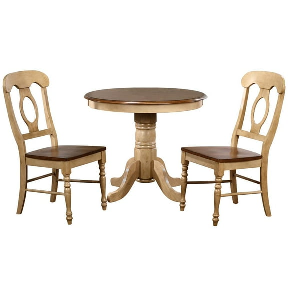 Sunset Trading Brook 3PC 36" Round Dining Set with Napoleon Wood Chairs in Cream