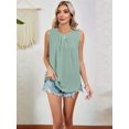 thumbnail image 5 of Women's Sleeveless Tank Tops Summer Pleated Loose Fit Top for Women Casual Round Neck Shirts Bean Green S, 5 of 10