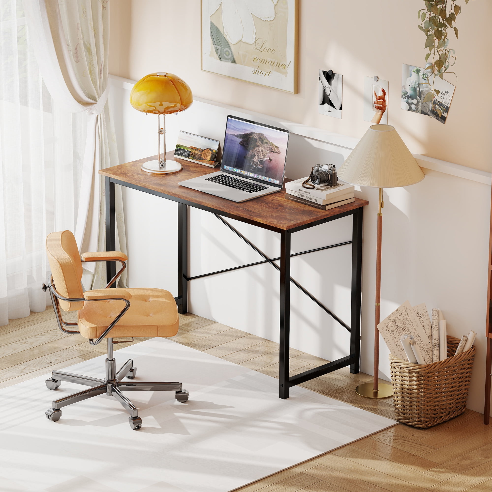 EDX 44 Inch Computer Desk for Small Spaces, Small Student Study Gaming  Work Writing Desk, Modern Simple PC Table Workstation for Home Office, Rust