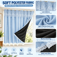 thumbnail image 6 of No-Drill Adhesive Blackout Curtains, Lace Double Layer Thermal Insulated Light-Filtering Drapes, Room Darkening Reusable for Bedroom Bay Window Living Room, Blue, 6 of 7