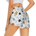 thumbnail image 3 of Vsdgher Cartoon Planets Print Women's Running Double Layer Shorts High Waisted with Pockets Elastic Yoga Workout Athletic Gym Sports, 3 of 8
