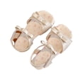 thumbnail image 2 of Viluyesy Girls Sandals Kids Summer Open Toe Daisy Flower Bow Hook and Loop Strap Flat Princess Shoes Beige Size 2 Big Kids, 2 of 7