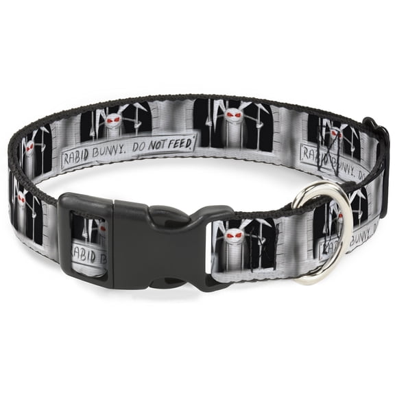 Buckle-Down Pet Collar, Dog Collar Plastic Buckle, Rabid Bunny, 7 to 8.5 Inches 0.5 Inch Wide