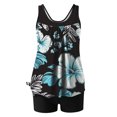 thumbnail image 4 of Brnmxoke Womens 2025 Tankini Swimsuits Tummy Control Flowy Swimwear Two Piece Bathing Suits Swim Top with Boyshorts Dark Blue,XL, 4 of 5