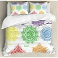 thumbnail image 3 of Chakra Duvet Cover Set Twin Size, Symbols in Different Colors with Ornate Round Mandala Asian Oriental Style Print, Decorative 2 Piece Bedding Set with 1 Pillow Sham, Multicolor, by Ambesonne, 3 of 3