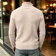 thumbnail image 4 of Men's Turtleneck Sweater Solid Color Knitted Pullover Casual Basic Long Sleeve Tops,Soft, Warm,Stretchy,Work or Outdoor Fall Winter Clothes Beige L, 4 of 5