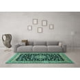 thumbnail image 3 of Ahgly Company Indoor Rectangle Medallion Turquoise Blue Traditional Area Rugs, 5' x 7', 3 of 4