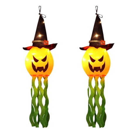 InsCrazy Halloween Lights, Halloween Decorations Outdoor Decor Hanging Lighted Glowing Pumpkin Witch Hat with 3 Modes Lighted Up Scary Orange Halloween Decorations for Indoor Outside Part